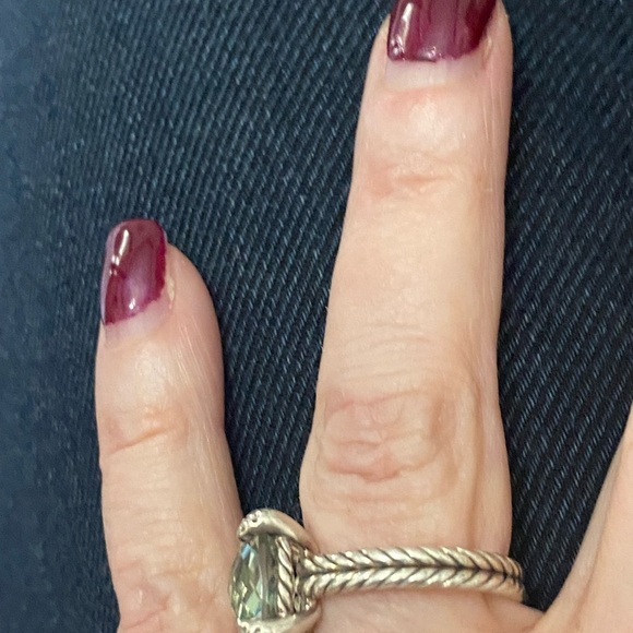 David Yurman Ring Prasiolite Silver with Pave Diamonds - Picture 9 of 13